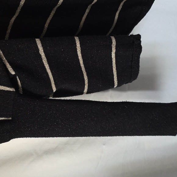 cupcakes & cashmere Anthropologie Black and Silver Striped Mock Neck Sweater - Picture 6 of 7
